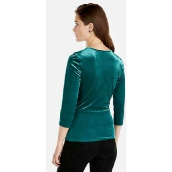 Express Blouse Womens Size Small Burgundy Red Velvet Ribbed Tie Wrap Shirt top - Picture 9 of 13